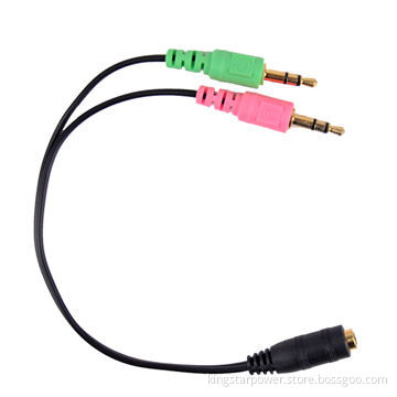 3.5mm Female to 3.5mm Male Microphone Jack + 3.5mm Male Earphone Jack Adapter Cable